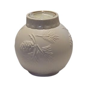 Lenox Ornamental Glow Votive Candle Holder Pine Cone Ivory Gold Round